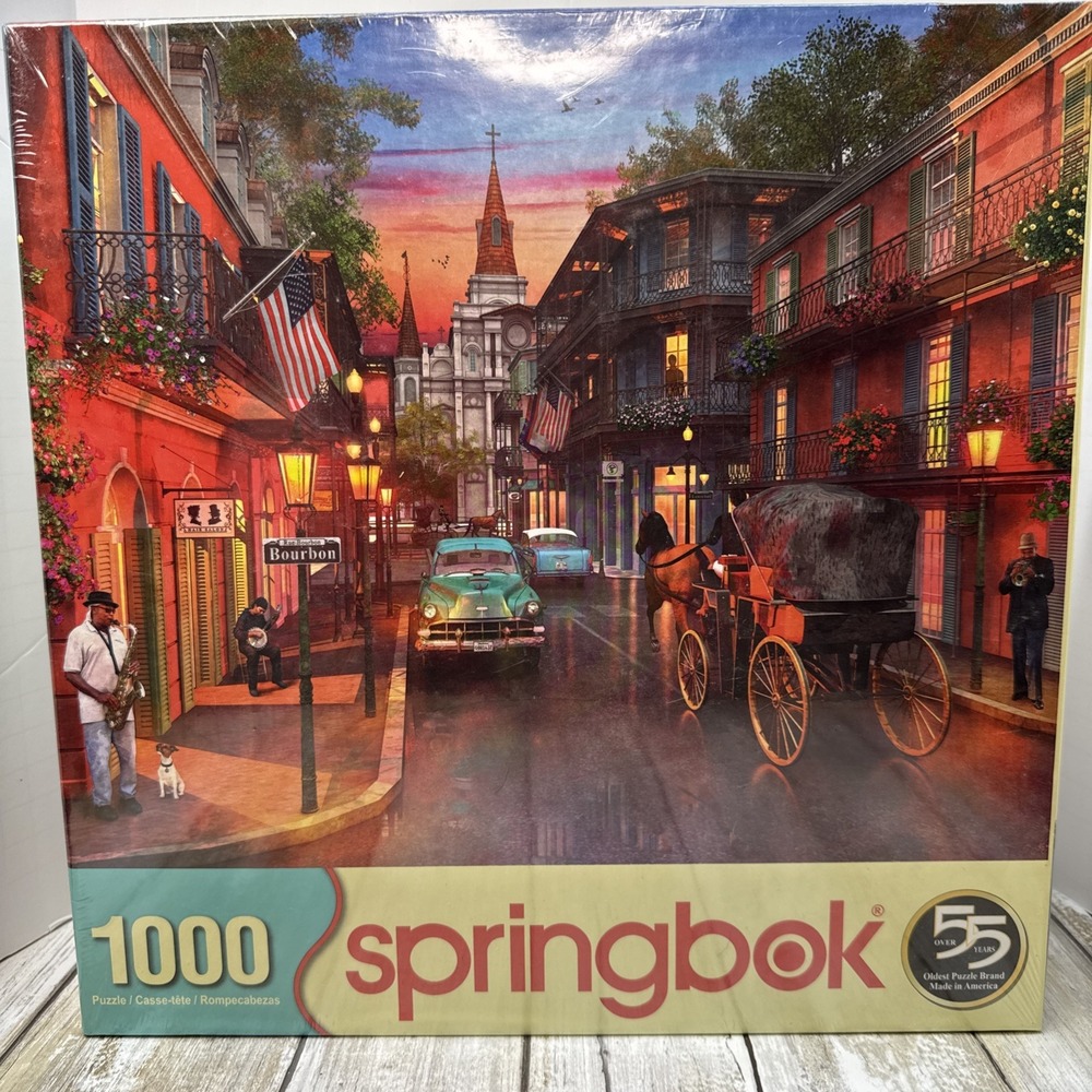 Springbok 1000 Piece Jigsaw Puzzle Vintage "New Orleans" Art Bourbon St Jazz NEW